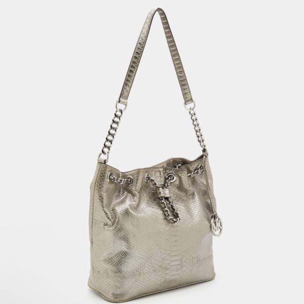 Michael Kors Metallic Silver Python leather Shoul… - image 8